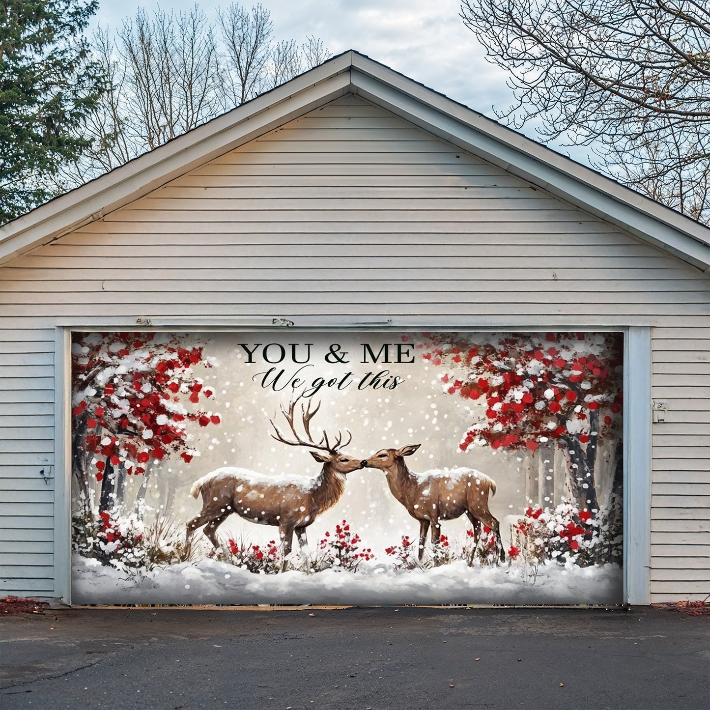 Lorva Deer Garage Door Banner Decoration Everlasting Love