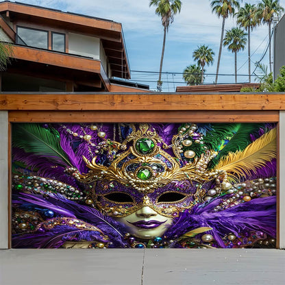 Lorva Garage Door Banner Decoration Royal Mardi Mask