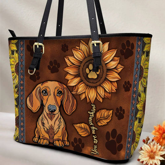 Lorva Leather Bag Dachshund You Are My Sunshine
