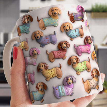 Lorva Flat Print Mug Beautiful Pretty Dachshunds