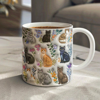 Lorva Mug Puffy Charming Floral Cats