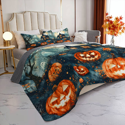 Halloween Lorva All Season Quilt 3-Piece Set Phantom Pumpkin