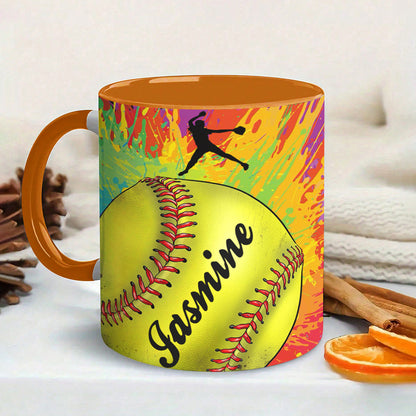 Lorva Personalized Mug Colorful Softball