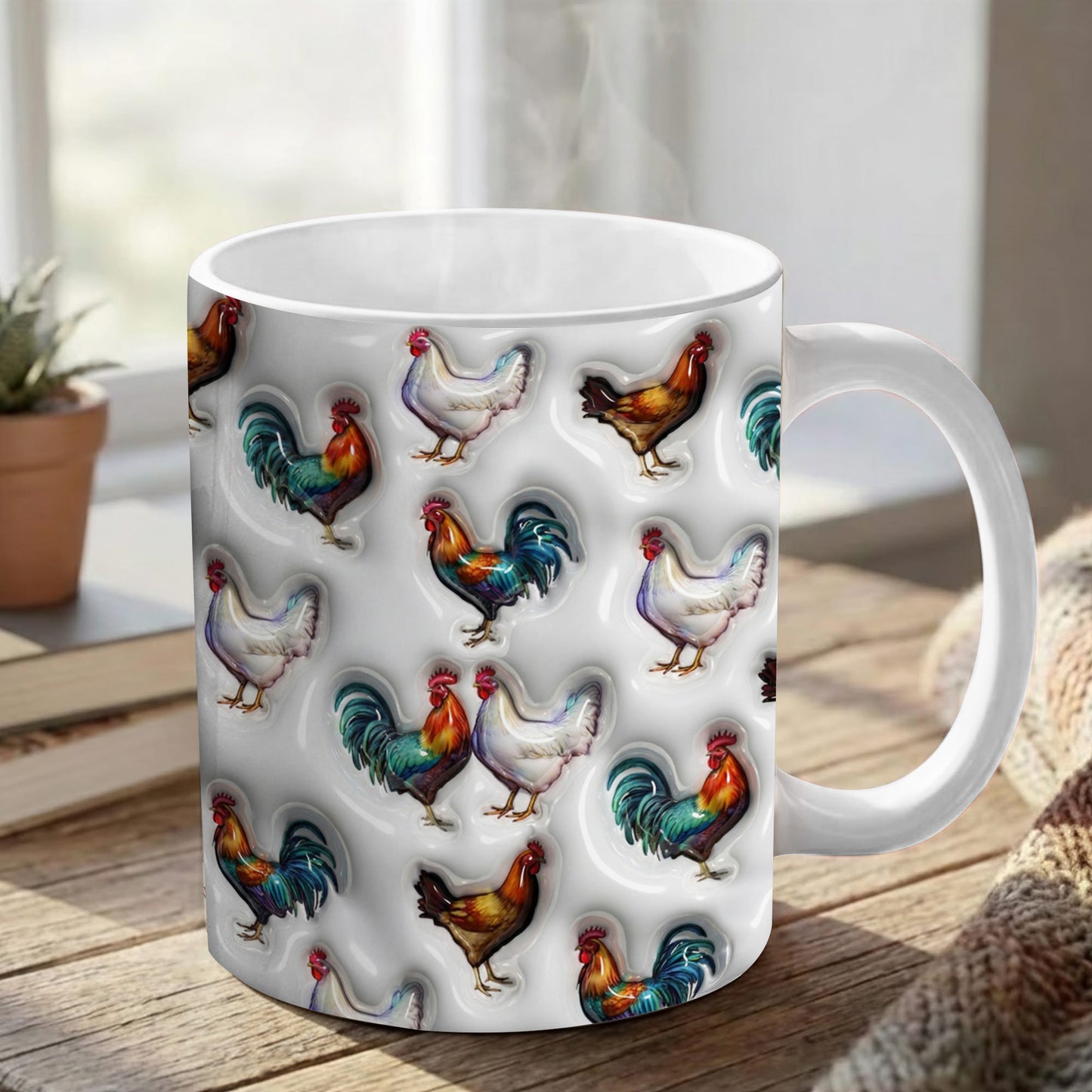 Lorva Flat Print Mug Gentle Chickens
