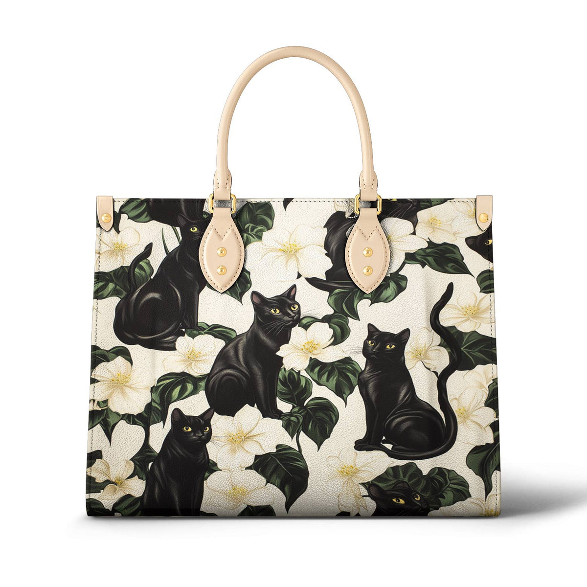 Lorva Black Cat Leather Bag Gorgeous Plumeria