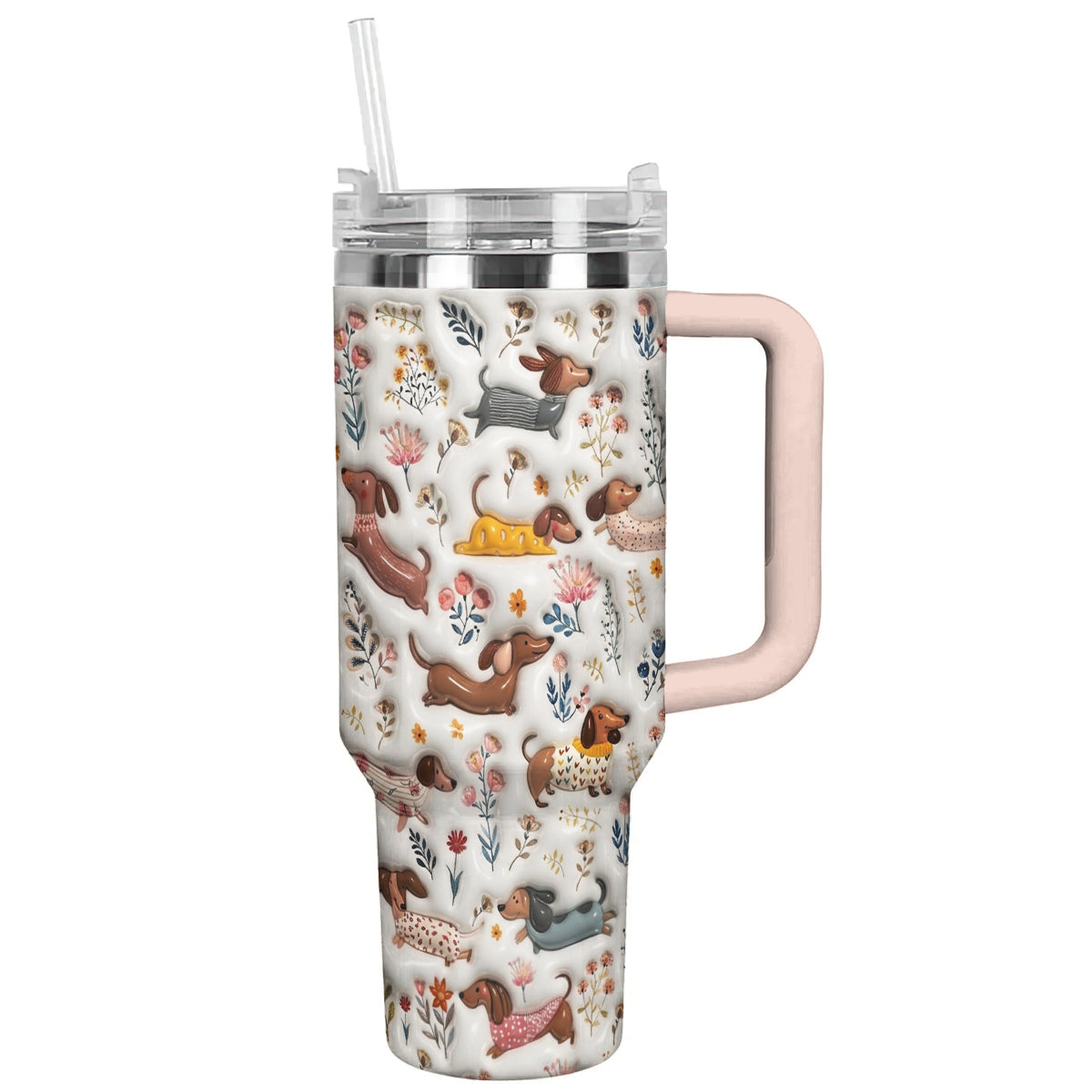 Lorva Dachshund Tumbler Happy Field Flowers