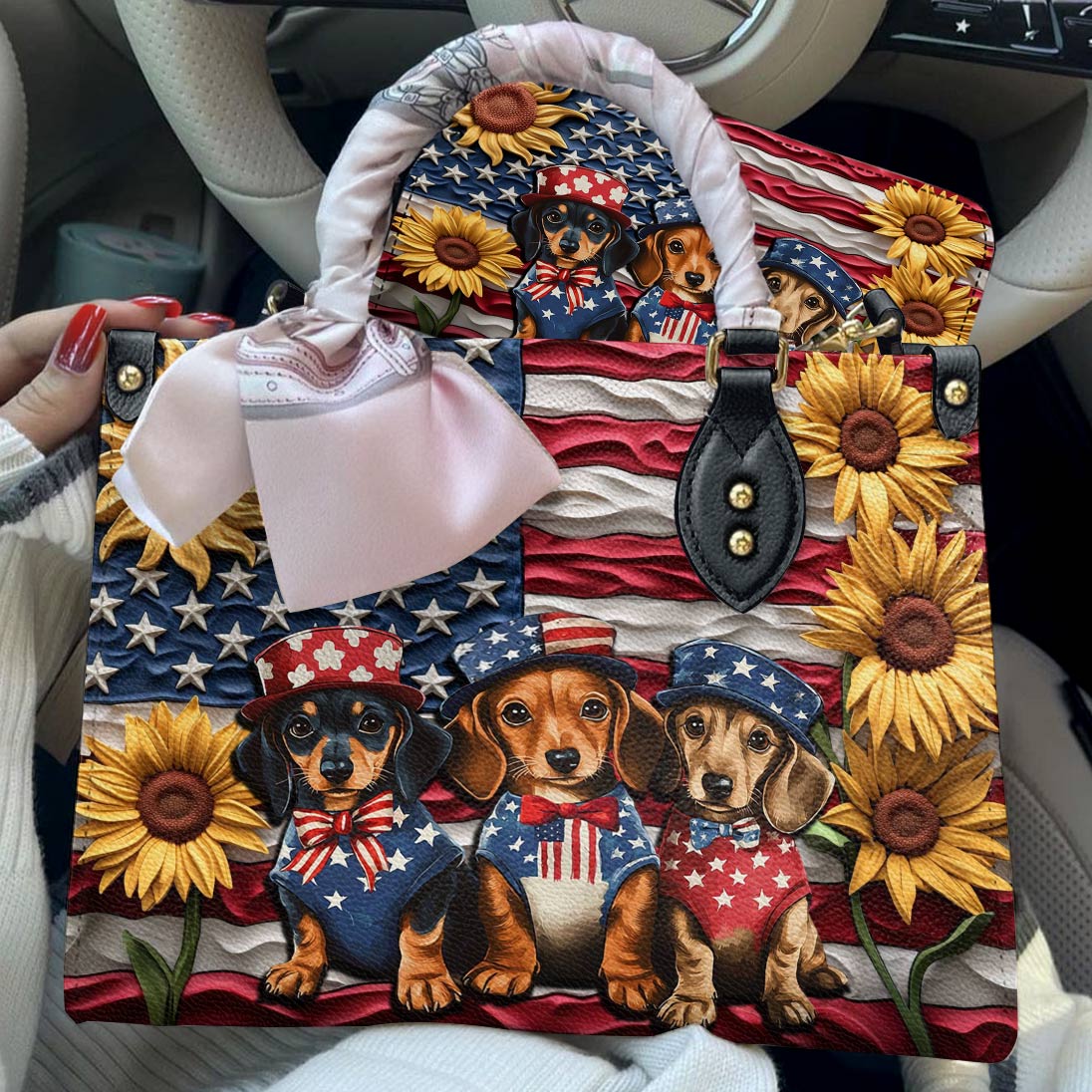 Lorva Dachshund Leather Bag Doxies for America