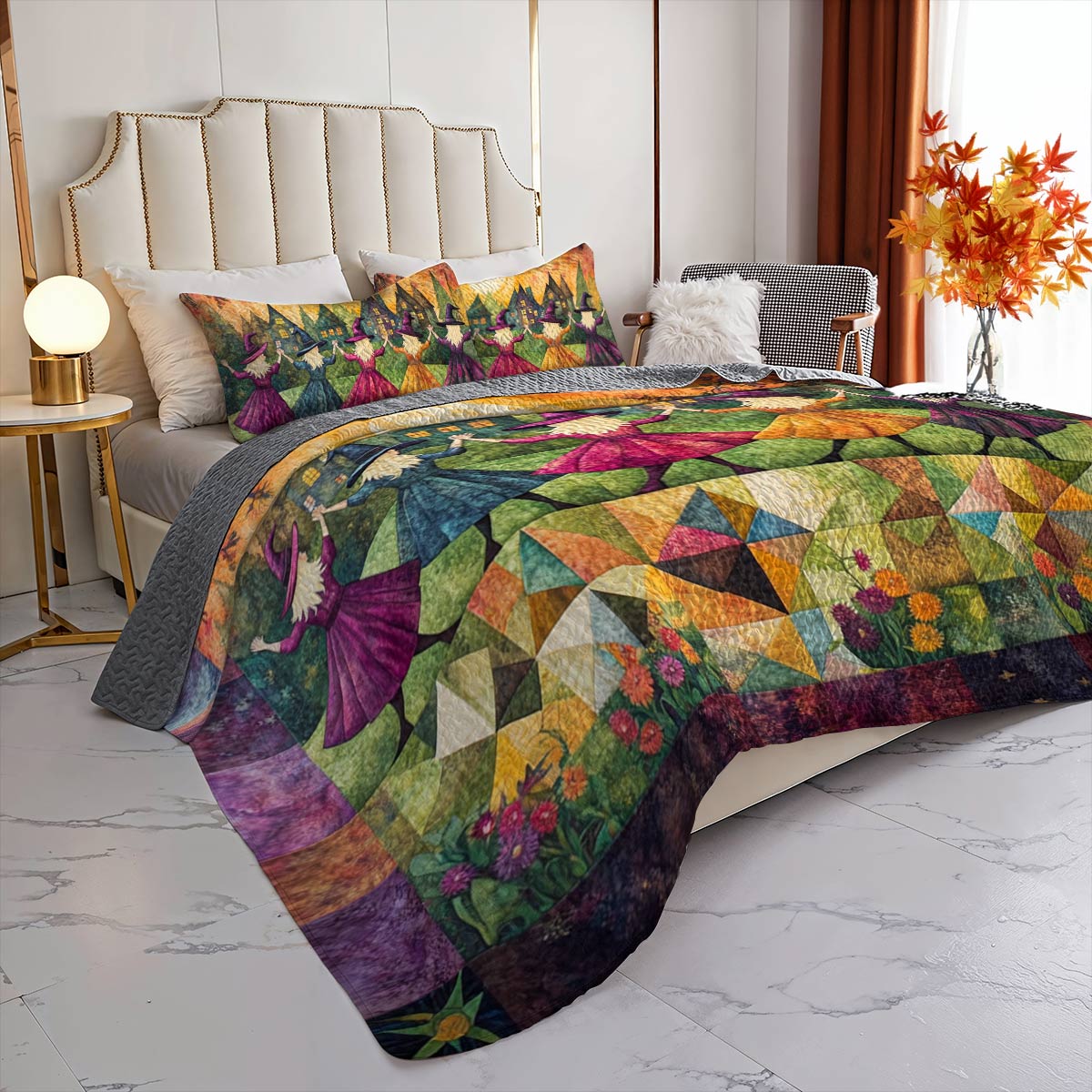 Witch Lorva All Season Quilt 3-Piece Set Dancing Through The Village