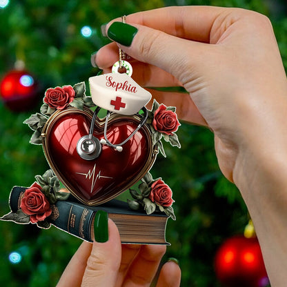 Lorva Nurse Personalized 2D Acrylic Ornament Compassion In Every Beat