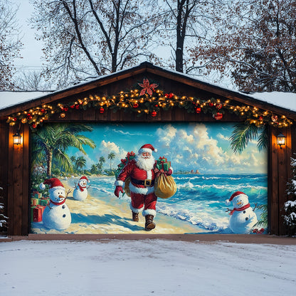 Lorva Christmas Garage Door Banner Decoration Relax Beach