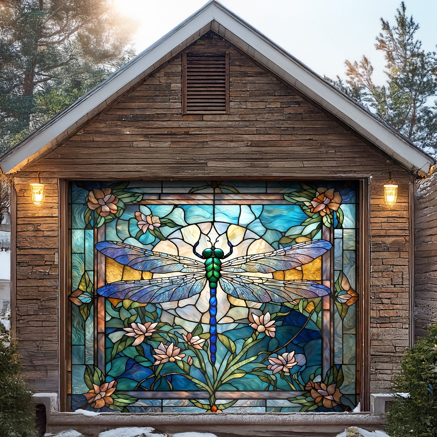 Lorva Dragonfly Garage Door Banner Decoration Mysterious Nature