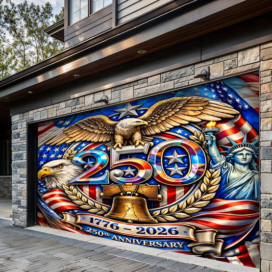 Lorva Garage Door Banner Decoration America 250th Anniversary
