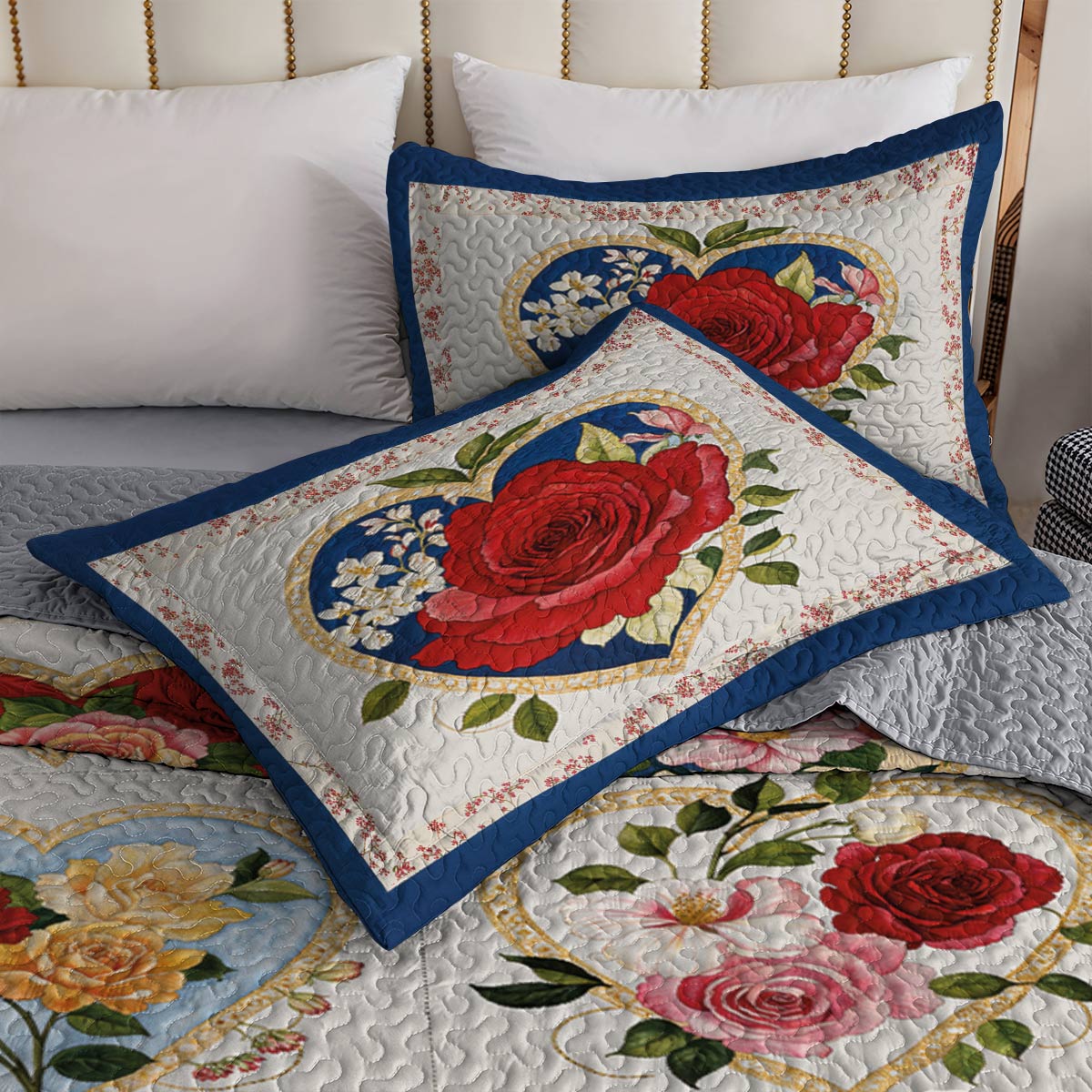 Lorva Valentine All Season Quilt 3-Piece Set Rustic Roses