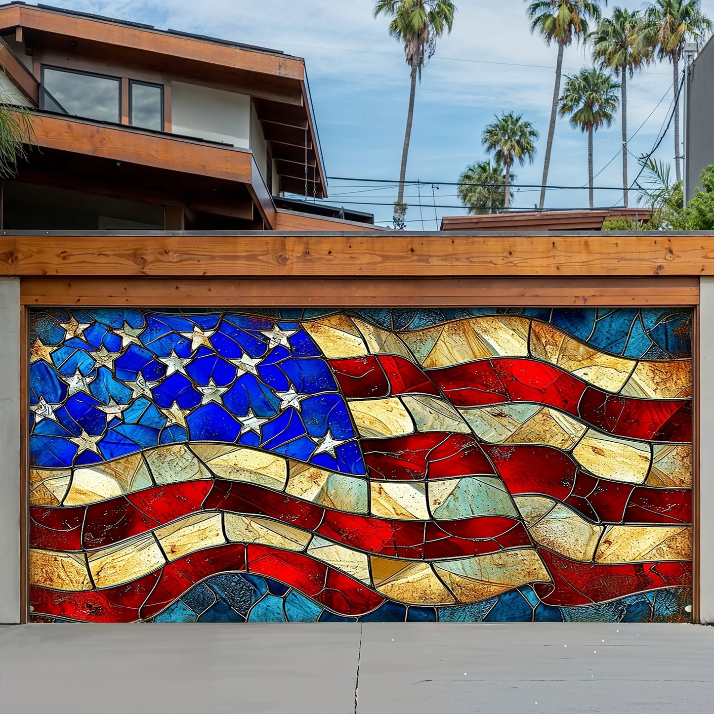 Lorva Patriotic Garage Door Banner Decoration American Flag