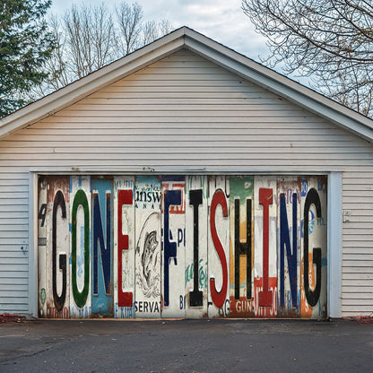 Lorva Garage Door Banner Decoration Gone Fishing