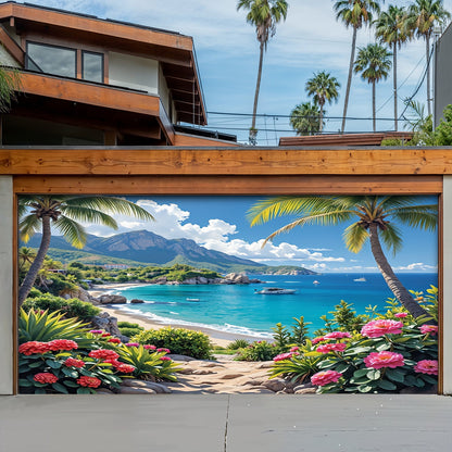 Lorva Garage Door Banner Beautiful Flowers Beach
