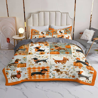 Lorva All Season Quilt 3-Piece Set Fall Frolic Dachshunds