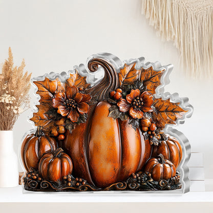 Autumn Custom Shaped 2D Print Acrylic Plaque Pumpkin & Petals