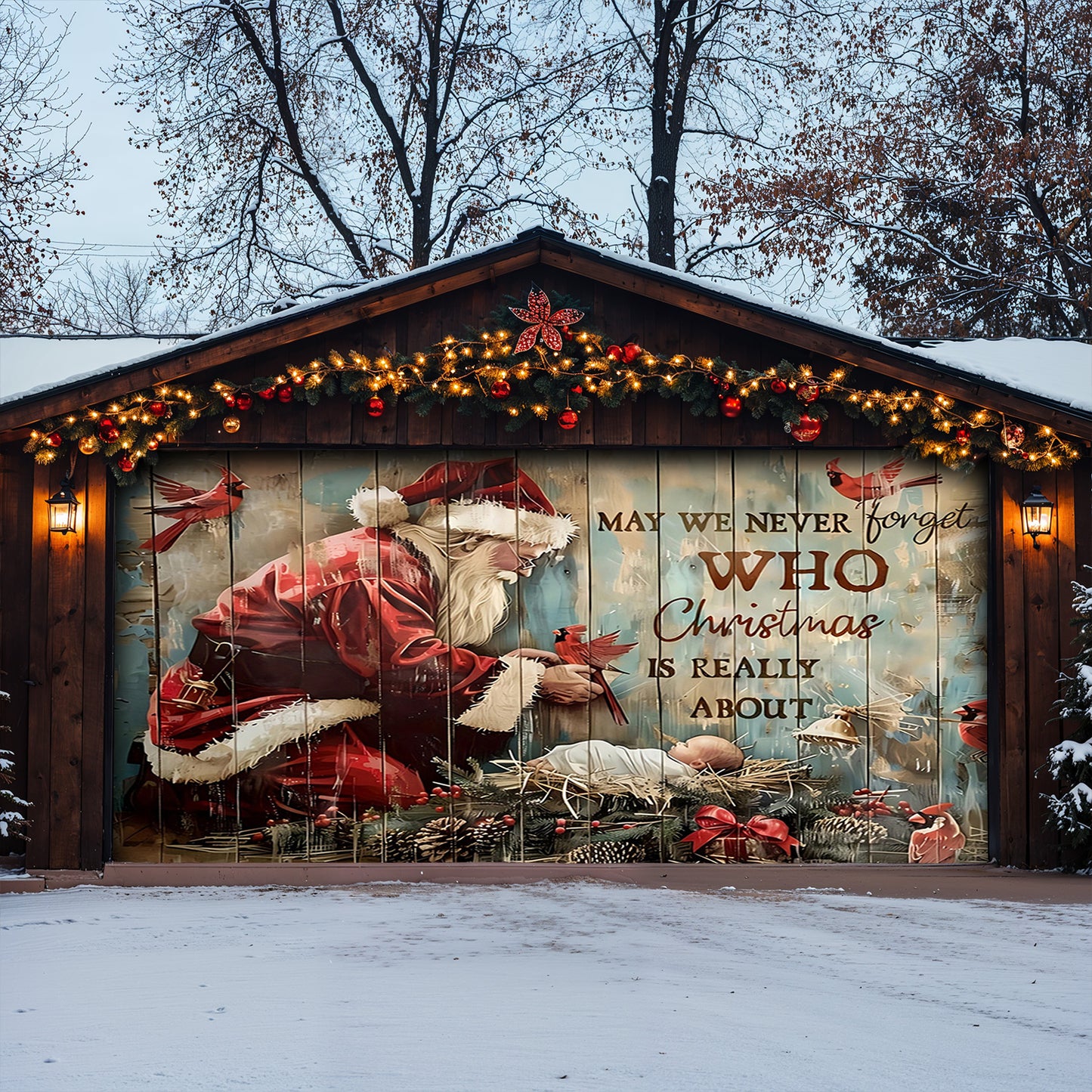 Lorva Christmas Garage Door Banner Decoration Hope Love