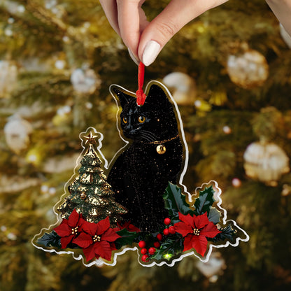 Lorva Black Cat 2D Acrylic Ornament Merry Christmas