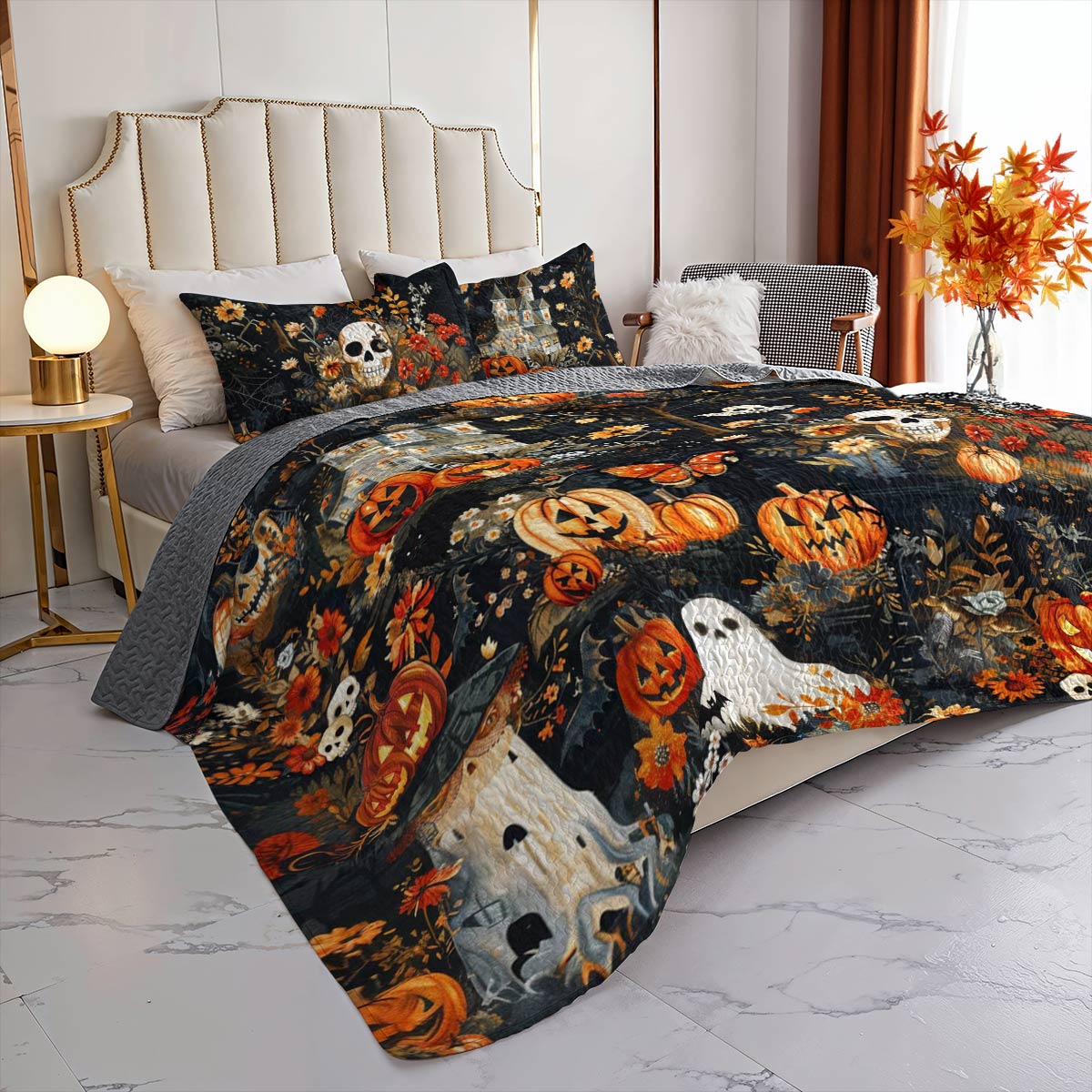 Halloween Lorva All Season Quilt 3-Piece Set Charming Floral Autumn