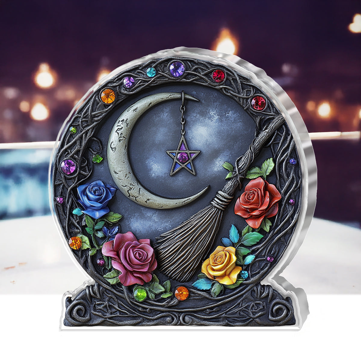 Witch Custom Shaped 2D Print Acrylic Plaque Celestial Garden Spell – Lorva