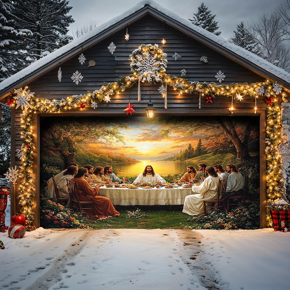 Lorva Garage Door Banner Decoration The Last Supper