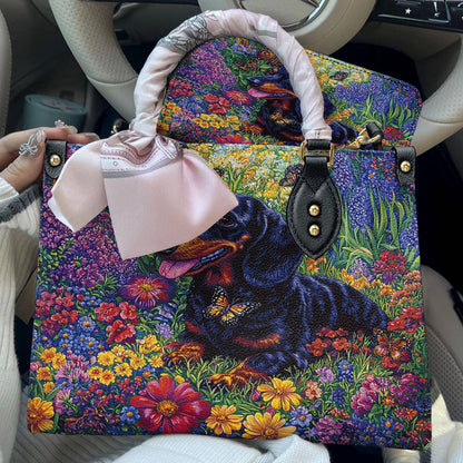 Lorva Leather Bag Garden Dachshund Delight