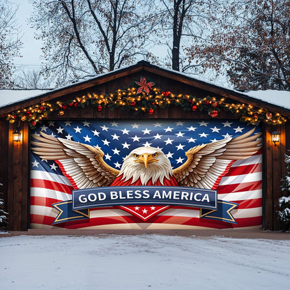 Lorva Christmas Garage Door Banner Decoration God Bless America