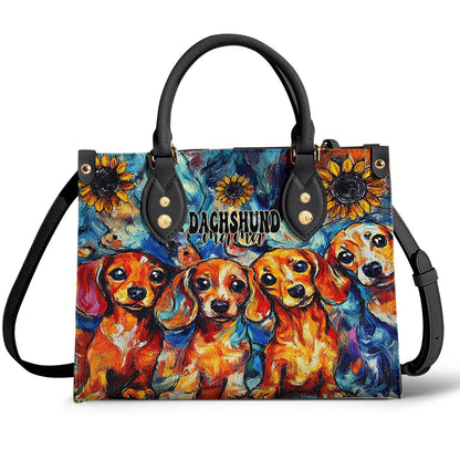 Lorva Dachshund Leather Bag Sunflower Dachshund Mama
