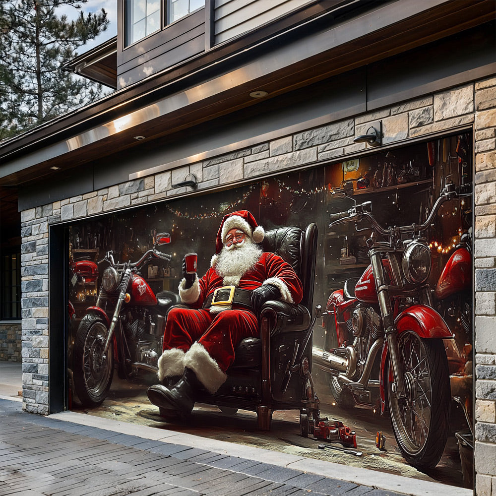 Lorva Christmas Garage Door Banner Decoration Santa’s Holiday Ride Garage