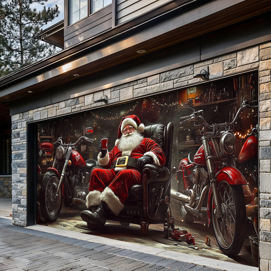 Lorva Christmas Garage Door Banner Decoration Santa’s Holiday Ride Garage