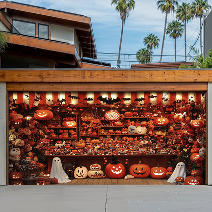 Lorva Halloween Garage Door Banner Decoration Shopfront Pumpkins
