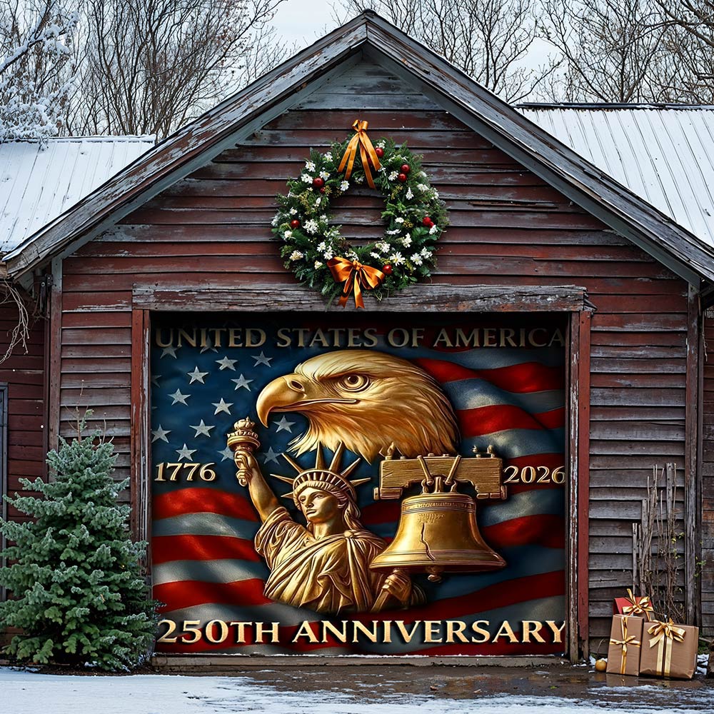 Lorva Garage Door Banner Decoration America 250th Anniversary