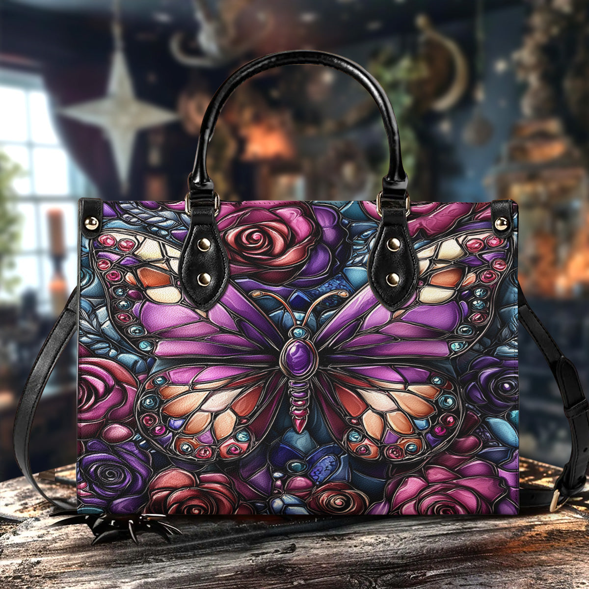 Lorva Butterfly Leather Bag Rose & Butterfly Elegance