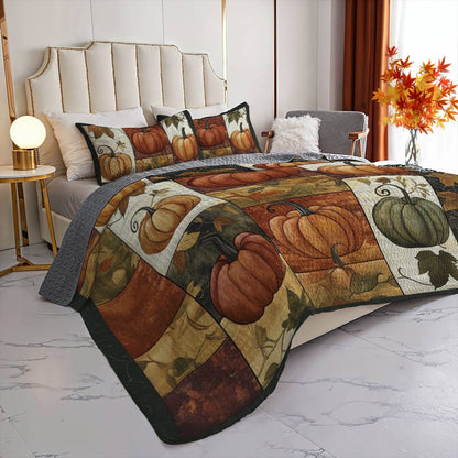 Halloween Lorva All Season Quilt 3-Piece Set Rustic Harvest Pumpkins