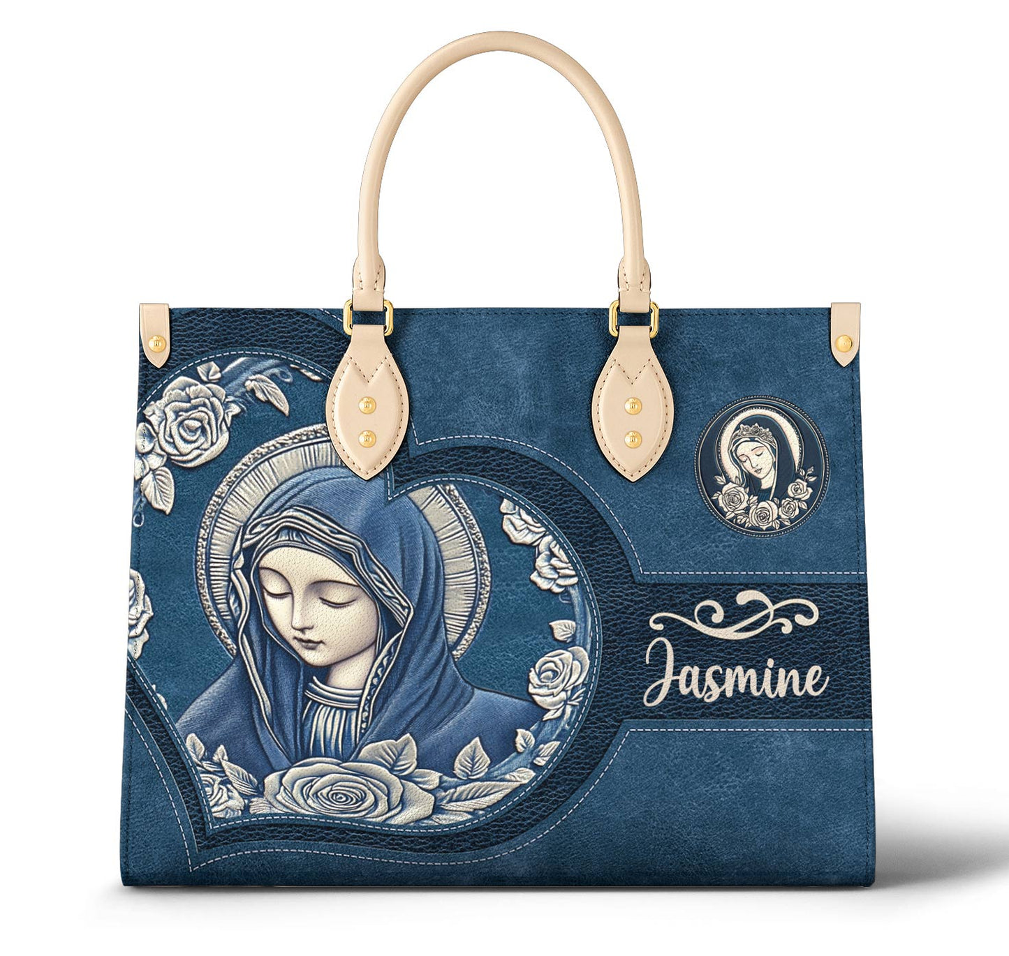 Lorva Personalized Leather Bag Rosa Virgin Mary