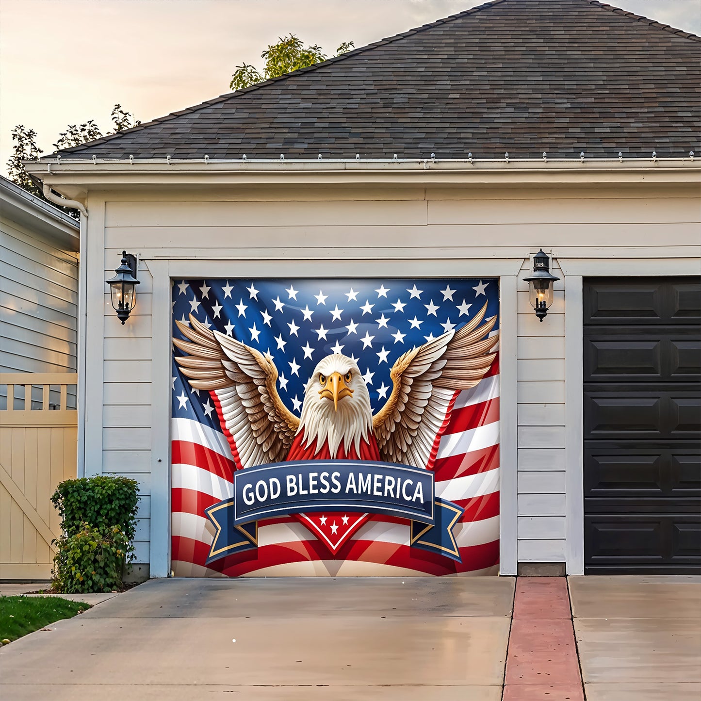 Lorva Christmas Garage Door Banner Decoration God Bless America