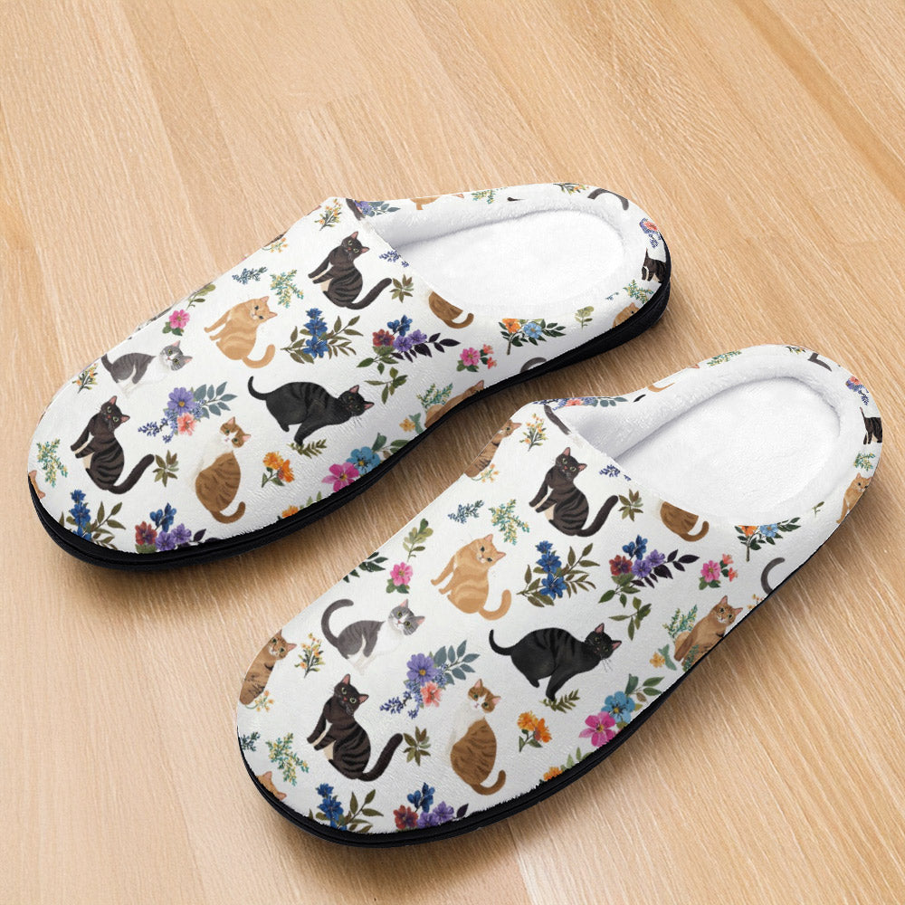 Lorva Slippers Cute Floral Cats