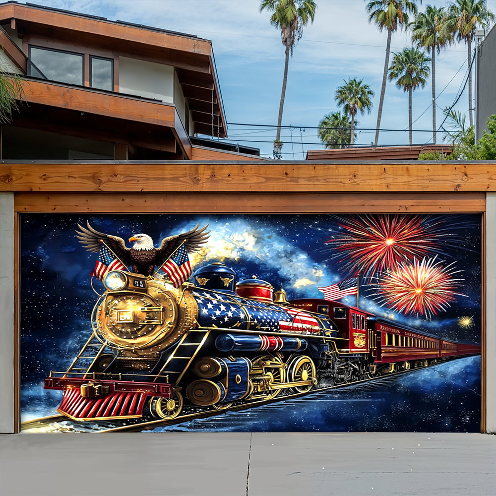 Lorva Patriotic Garage Door Banner Decoration Eagle Of The Rails