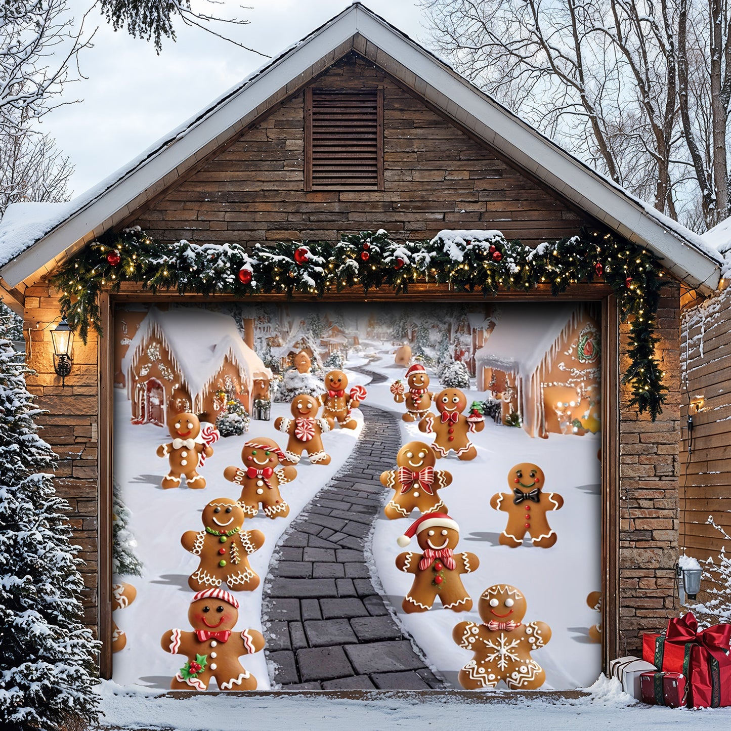 Lorva Christmas Garage Door Banner Decoration Welcome to Gingerbread Town
