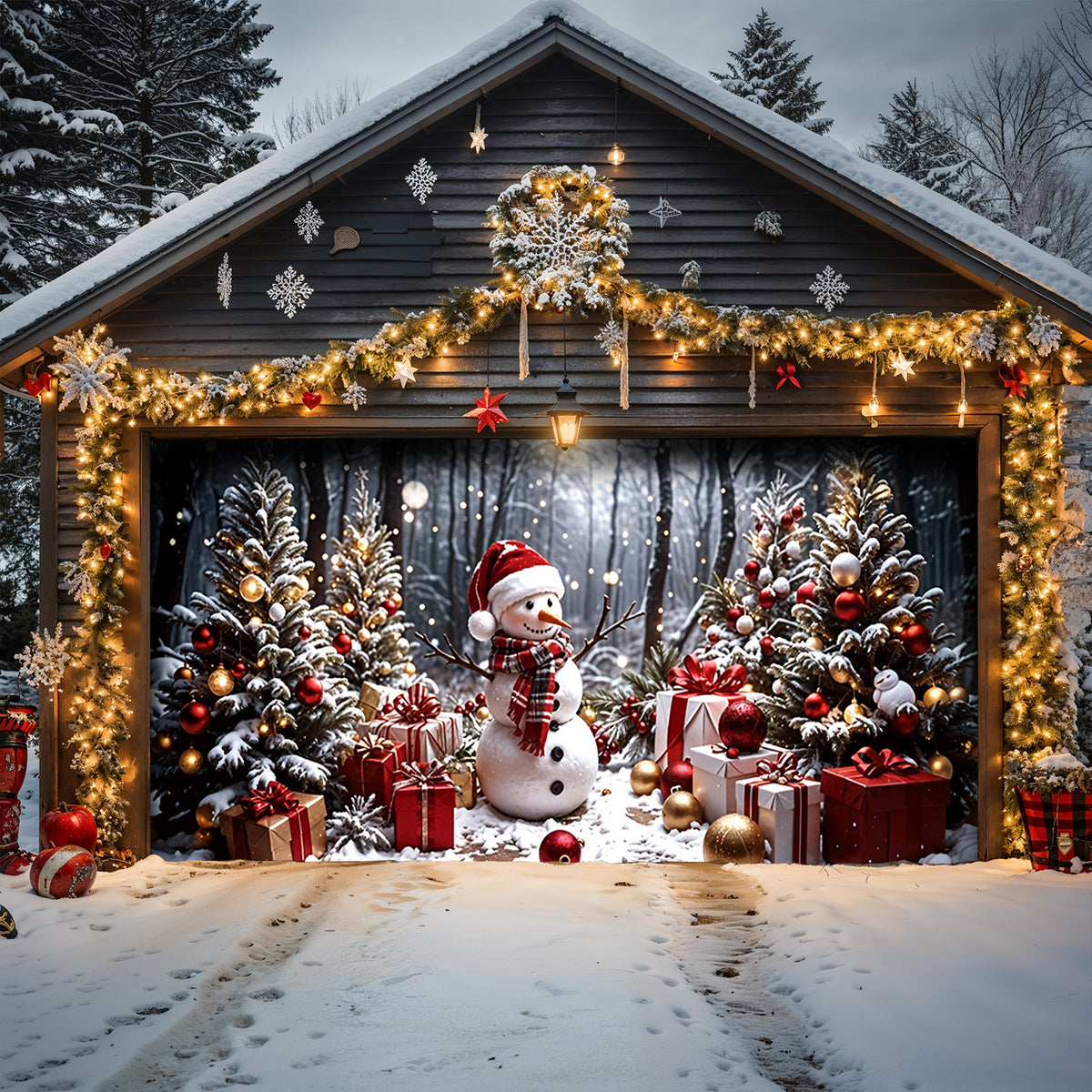 Lorva Christmas Garage Door Banner Decoration Festive Lovely