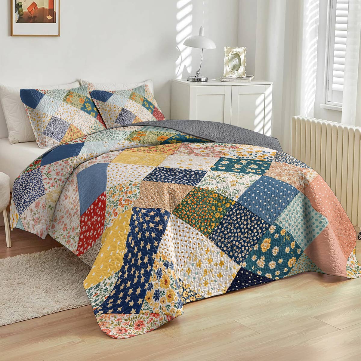 Lorva All Season Quilt 3-Piece Set Vintage Floral