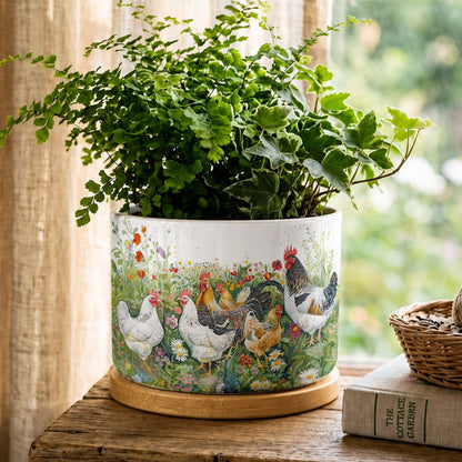 Lorva Chicken Ceramic Plant Pot Charming Flower Garden