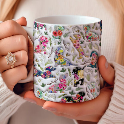 Lorva Dachshund Flat Print Mug Charming Floral Dachshund