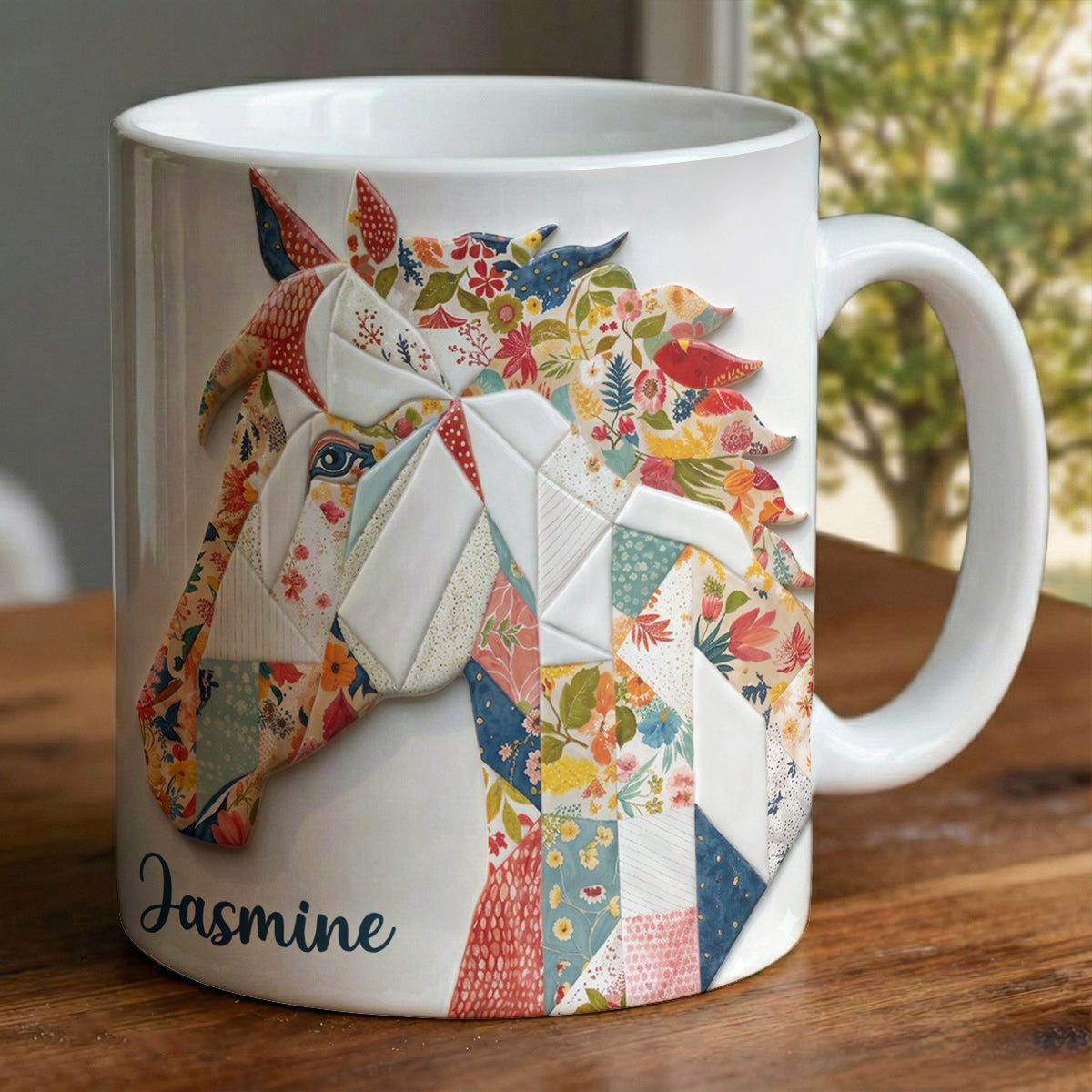 Lorva Personalized Mug Charming Floral Horse