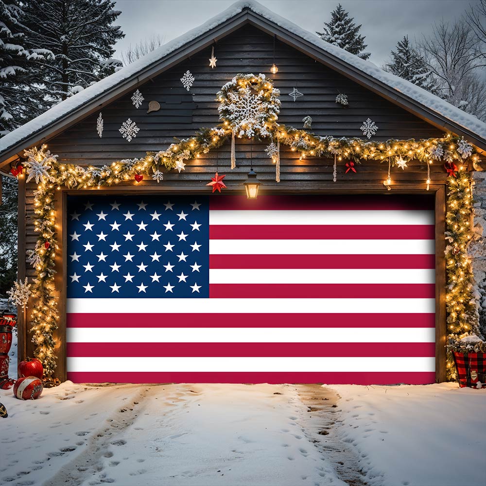 Lorva Garage Door Banner Decoration American Flag
