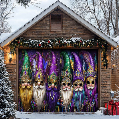 Lorva Mardi Gras Garage Door Banner Decoration Happy Gnomes