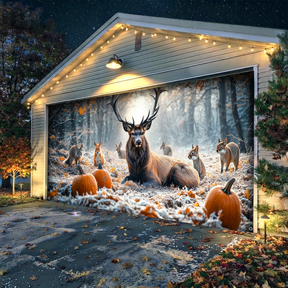 Lorva Garage Door Banner Decoration Rustic Autumn Wildlife