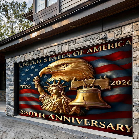 Lorva Garage Door Banner Decoration America 250th Anniversary